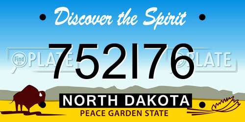 752I76 North Dakota License Plate