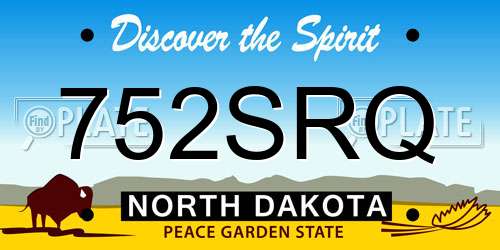 752SRQ North Dakota License Plate