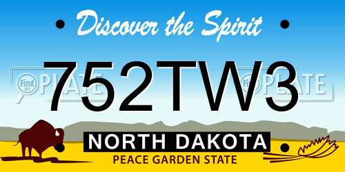 752TW3 North Dakota License Plate