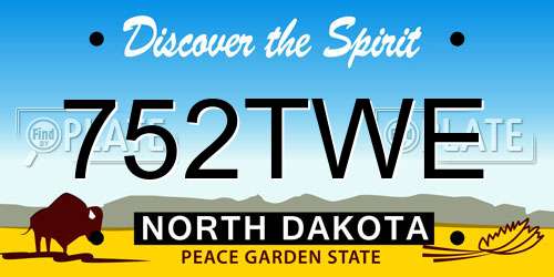 752TWE North Dakota License Plate