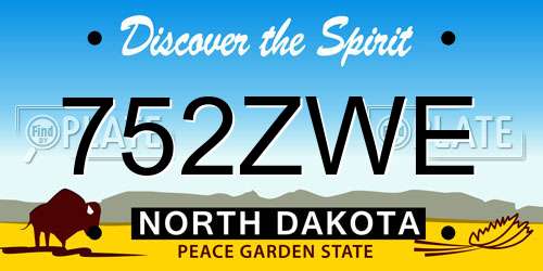 752ZWE North Dakota License Plate