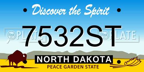 7532ST North Dakota License Plate