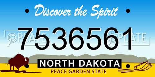 7536561 North Dakota License Plate