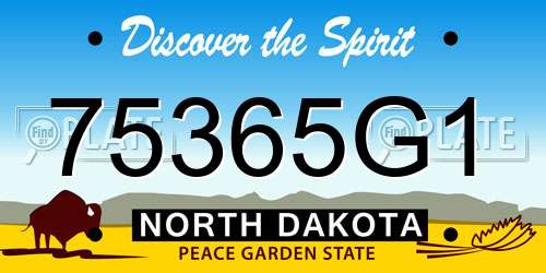 75365G1 North Dakota License Plate