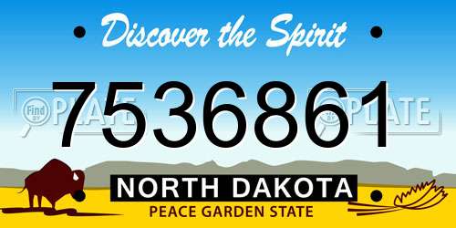 7536861 North Dakota License Plate