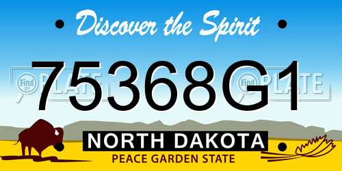 75368G1 North Dakota License Plate