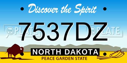 7537DZ North Dakota License Plate
