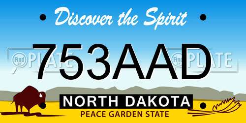 753AAD North Dakota License Plate
