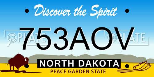 753AOV North Dakota License Plate