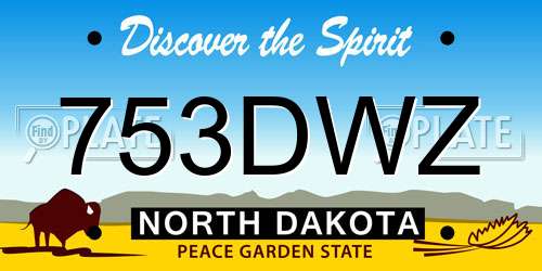 753DWZ North Dakota License Plate