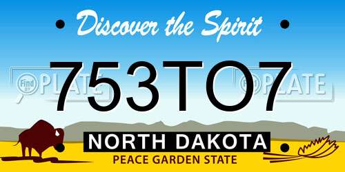 753TO7 North Dakota License Plate