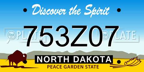 753Z07 North Dakota License Plate