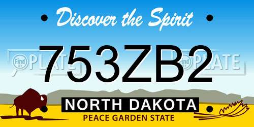 753ZB2 North Dakota License Plate