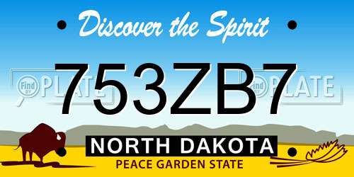 753ZB7 North Dakota License Plate