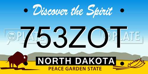 753ZOT North Dakota License Plate