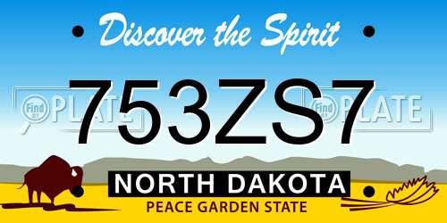 753ZS7 North Dakota License Plate