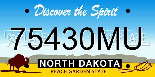 75430MU North Dakota License Plate
