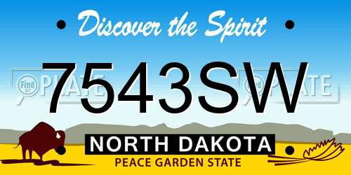 7543SW North Dakota License Plate