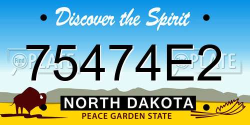 75474E2 North Dakota License Plate