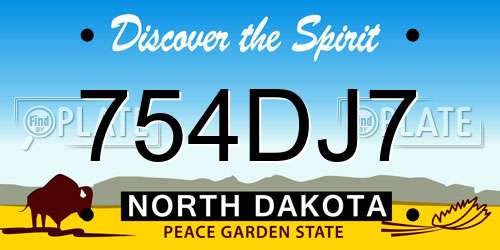 754DJ7 North Dakota License Plate