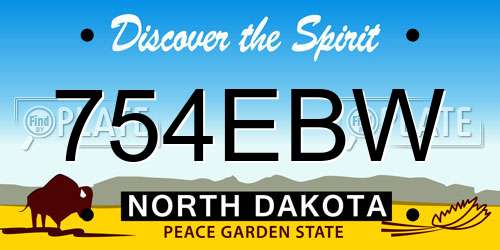 754EBW North Dakota License Plate