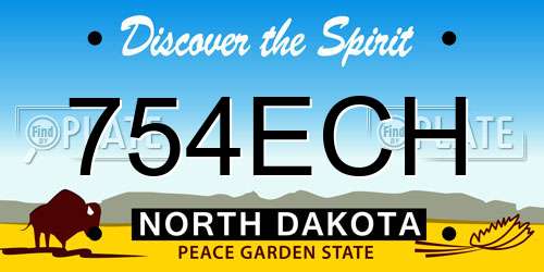 754ECH North Dakota License Plate