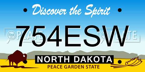 754ESW North Dakota License Plate