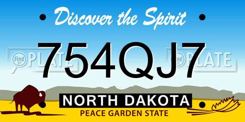 754QJ7 North Dakota License Plate