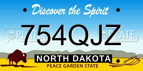 754QJZ North Dakota License Plate