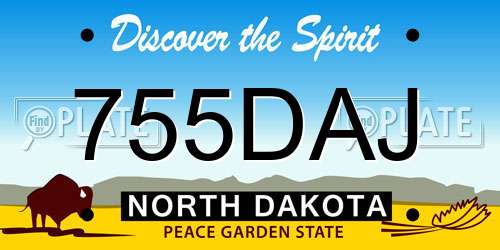 755DAJ North Dakota License Plate