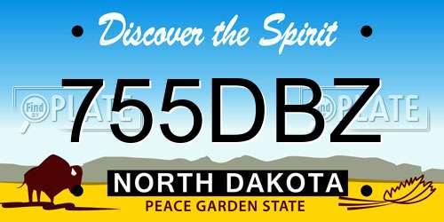 755DBZ North Dakota License Plate