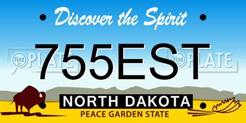 755EST North Dakota License Plate