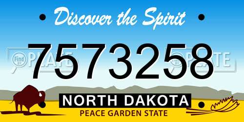 7573258 North Dakota License Plate
