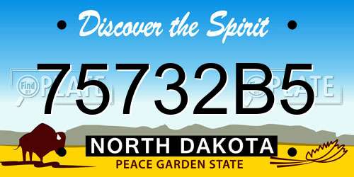 75732B5 North Dakota License Plate