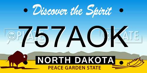 757AOK North Dakota License Plate
