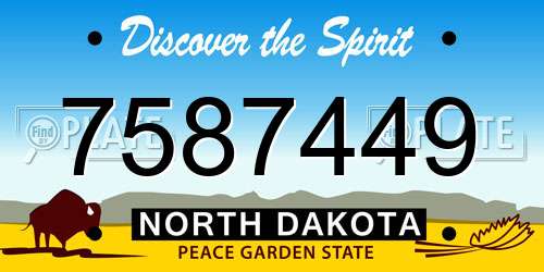 7587449 North Dakota License Plate