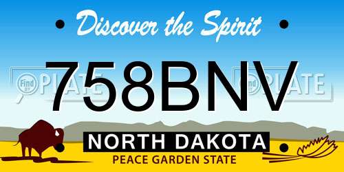 758BNV North Dakota License Plate