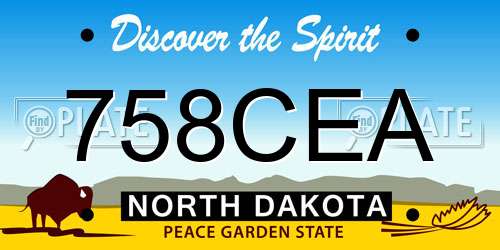 758CEA North Dakota License Plate