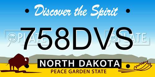 758DVS North Dakota License Plate