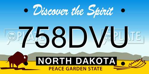 758DVU North Dakota License Plate