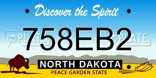 758EB2 North Dakota License Plate