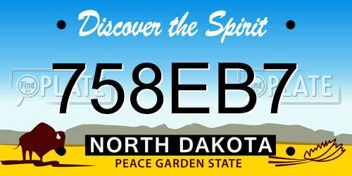 758EB7 North Dakota License Plate