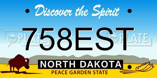 758EST North Dakota License Plate