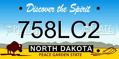 758LC2 North Dakota License Plate