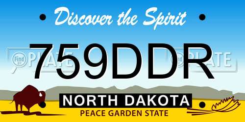 759DDR North Dakota License Plate