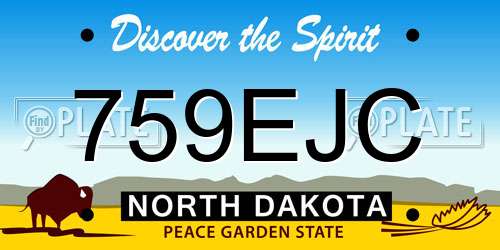 759EJC North Dakota License Plate
