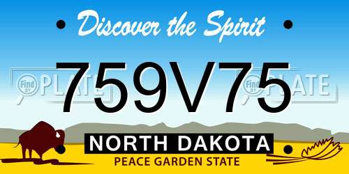 759V75 North Dakota License Plate