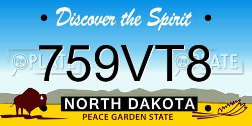 759VT8 North Dakota License Plate