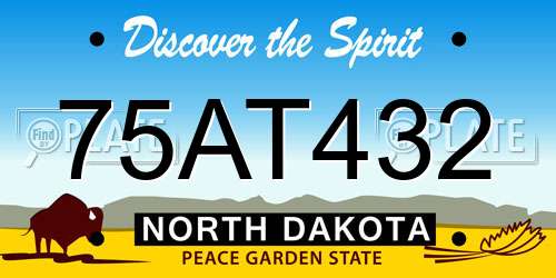 75AT432 North Dakota License Plate