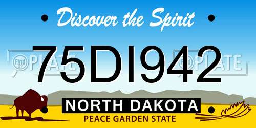 75DI942 North Dakota License Plate